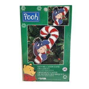 Disney Eeyore Candy Cane Ornament Counted Cross Stitch Kit Perforated Plastic Nw